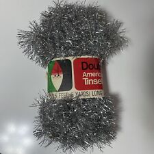NOS Vtg Silver Tinsel Christmas Garland 15 Feet Flame Resistant Decor Double Glo picture