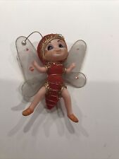 Vintage Anthropomorphic Pixie Lady Bug Dragonfly Flocked Ornament - NEW - RARE picture