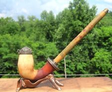 Large Meerschaum With Silver Lid Bent Tobacco Smoking Estate Pipe Vintage picture