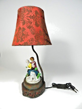 Antique Victorian Man Woman Porcelain Figurine Table Lamp W/Shade Vintage picture