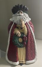 Vintage Old World Santa with Wreath and Toys in pockets Handmade Ceramic 15