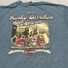 Harley-Davidson T-Shirt Mens XL Gray Double Sided Detroit Motown Biker Vintage picture