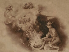 C. 1911 Sepia Smoke Cobb Shinn Vintage Postcard Pretty Faces in Camp Fire Smoke picture