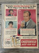 Vintage Chesterfield Cigarette Bob Hope Ad Flyer Promo 12 7/8” x 10