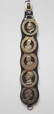 Horse Brass Medallions on leather strap, Set of 5 Royal Family  picture