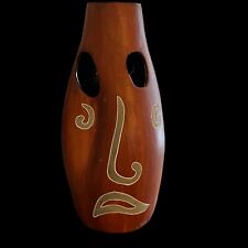 Vintage Picasso Style Redware Pottery vase “Sad Face” 3 Holes HECHO EN MEXICO picture