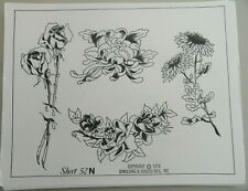 VTG 1976 Spaulding & Rogers Tattoo Flash Sheet 52N Roses Flowers picture