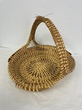 Vintage Old Sweetgrass Oval Flower Basket w/Handle - Needs repair 17