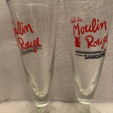 2  Sahara Casino Stein Glasses  Reno Moulin Rouge Show Girl Red Black 8.1/4” picture