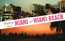 Postcard FL Greetings from Miami & Miami Beach Sunset Florida Vintage PC G5982 picture