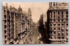 RPPC Aerial Busy Street Cars Madrid Avenida de Jose Antonio Real Photo Postcard picture