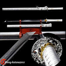 Elegant Silver Sharp Ninja Sword T10 Clay Tempered Japanese Samurai Ninjato picture