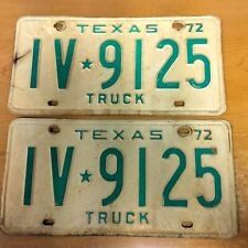 Vintage Texas 1972 Pair Truck License Plate Set Chevy Ford Dodge  picture