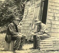 Bh Photograph 8x10 1900-10's Old Fishermen Smoking Pipe Artistic Cage Traps picture