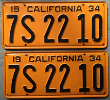 ***EXCELLENT*** Vintage 1934 CALIFORNIA License Plates ***ORIGINAL*** PAIR picture
