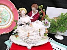 Large Dresden courting couple love story figurine Germany c1900 lace dress  picture