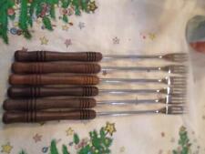 6 Stainless Steel Vintage Fondue Forks Wood Handle Japan in Original Box 10