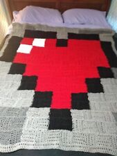 Zelda heart pixel patchwork blanket crochet knit picture