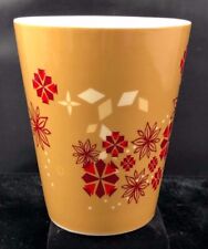 Starbucks Holiday Coffee Mug Poinsettias Geometric Tan Gold Red Accents 2013 picture