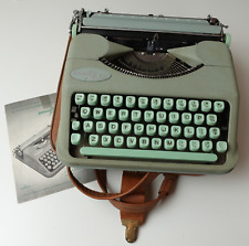 Vintage 50s 60s HERMES ROCKET Green Portable Typewriter Leather Case Switzerland picture