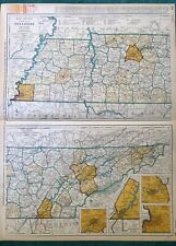 Huge Vintage TENNESSEE Commercial Business Map, Railroads, Detailed, Color, Nice picture