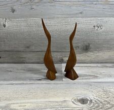 Set Of 2 Wood Hand Carved Folk Art Cranes/Herons 6.5