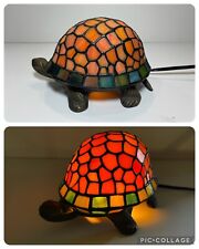 Tiffany Style Vintage Stained Glass Turtle Accent Table Lamp Night Light EXC picture