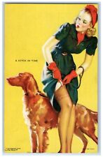 c1950's Mutoscope Follies Girl A Hitch In Time Dog Litho USA Exhibit Arcade Card picture