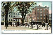 c1905's Corner Church And Chapel Street New Haven Connecticut CT Trees Postcard picture