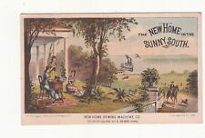 New Home Sewing Machine in the Sunny South Ferry Boat Horse  Vict Card c1880s picture