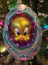 Christopher Radko Easter Tweety Bird Glass Faberge Egg Warner Bros ornament NEW picture