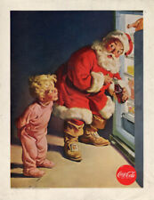 Kid in Dr Denton's PJs catches Santa Claus at fridge Coca-Cola ad 1959 picture