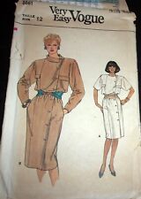 Vtg 1980's Very Easy Vogue Pattern 8881 Buttoned Panel Seam Dress Size 12 Uncut picture