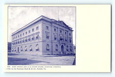 Blue Tint Post Office and U.S. Court House Norfolk Virginia c1904 Postcard D5 picture