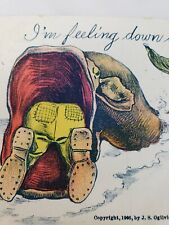 C 1906 Im Feeling Down In The Mouth Man Crawling in Whale Mouth Comic Postcard picture