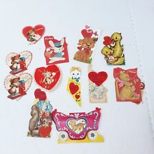 Lot Of 12 Animal Anthropomorphic Vintage Valentine Cards Valentine Days Hearts  picture
