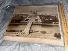 Large Antique Mounted Photo: Paris France Panorama Du Trocadero Fountains picture