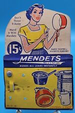 Mendets 1940s Mend It Pot Pan Leak Repair Vintage Girl Graphic Display Card picture