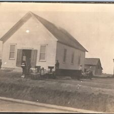c1910s Small Pioneer Town Church RPPC Moving Furniture Real Photo Postcard A85 picture