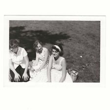 Three Identified Women Wearing Glasses Sitting On Grass Picnic 1950s Snapshot picture