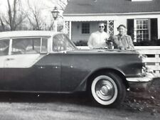 RC RC Photograph 1957 Nice Old Pontiac Star Chief Cute Old Couple Pose On Street picture