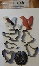 7 Vintage/Antique Bird, Rooster, Hen, Chick + Horseshoe Aluminum Cookie Cutters picture