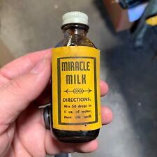 Vintage MIRACLE MILK Magic Trick Accessory Glass Bottle w/ Contents - Magician picture