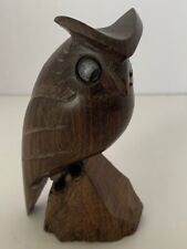Hand carved wooden owl statue vintage pre-owned folk art  picture