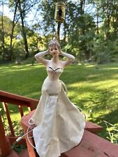 1950-60s Lady Table Porcelain Lamp ~ VINTAGE ~ Pre-owned. WORKS picture