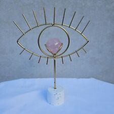 Evil Eye Crystal Sphere Stand with Rose Quartz Sphere picture