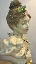 Vtg Art Deco-Nouveau-French Victorian-Lady Bust Figure Chalkware 12” Girl Statue picture