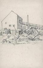 MINING LANDSCAPE AT MARTON - Pencil Drawing c1950's 20TH CENTURY picture