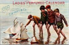 E W Hoyt German Cologne Calendar 1895 Boys Sailing Model Toy Sail Boats IPV2 picture