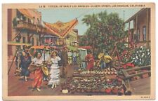 Vtg, 1943 Posted Postcard Early Olvera Street, Los Angeles, California picture